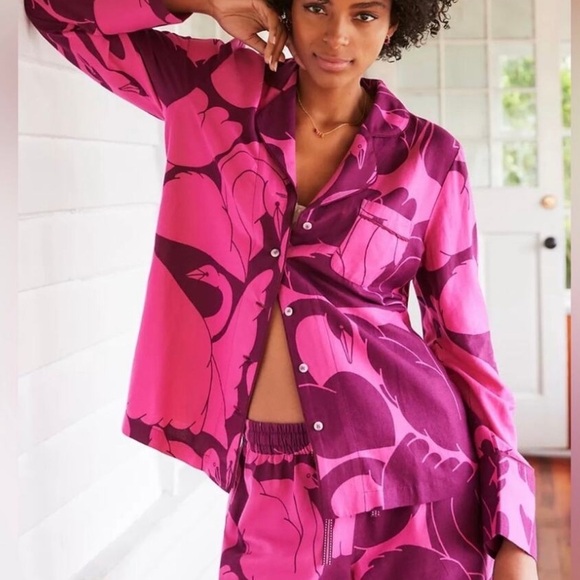 ANTHROPOLOGIE x Cecilia Pettersson Swan Modal Cotton Pajama Top Pants Set XXS - Picture 2 of 11